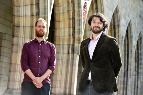 (L-R) Simon Gall and Nicolas Le Bigre have been working on a Lockdown Lore Collection Project to document Scotlands creative responses to the pandemic.