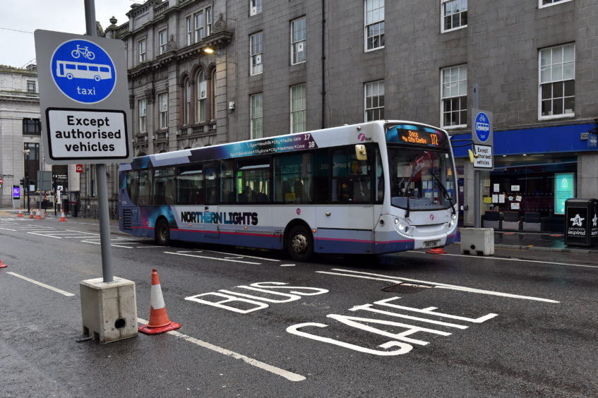 Locator of installed bus gate on Union Street between the Adelphi and Market Street.
Picture by Kenny Elrick 29/06/2020