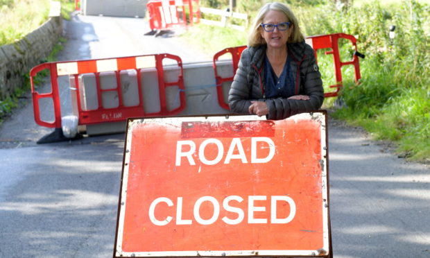 Councillor Isobel Davidson next to Ardlethen Bridge, near Ellon.