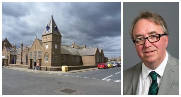 The Glenugie Business Centre in Peterhead, left and Councillor Stephen Calder