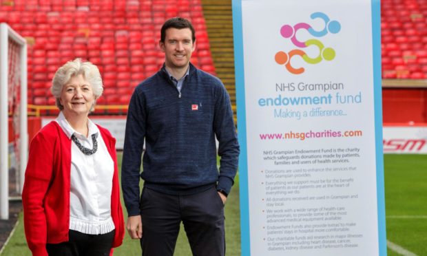 Sheena Lonchay, operations manager for NHS Grampian Endowment Fund, with Robbie Edderman, partnership and business development manager at AFCCT.