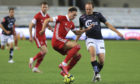 Aberdeen's Ryan Hedges and Viljar Vevatne of Viking compete for the ball