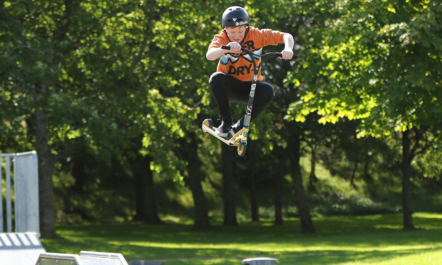 Youngster Marc Mchardy having a great time at the skate park. Picture courtesy of Leanne Paton.