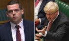 Douglas Ross, left, defended his backing for Boris Johnson's plans, which the Government has already conceded would break international law.
