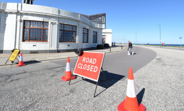 Restrictions on Beach Espalnade, Aberdeen. In the picture is the Beach Esplanade. 
Picture by Jim Irvine