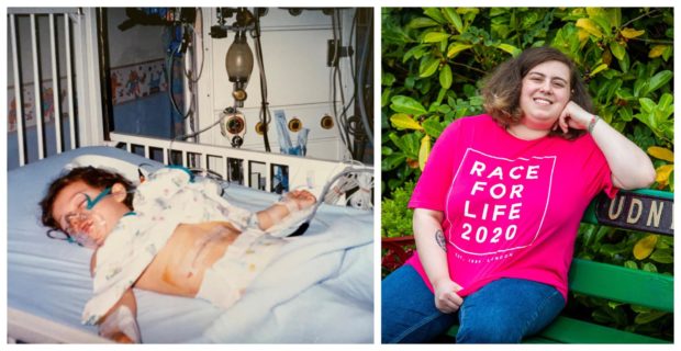 Kirsty McKenzie, was three years old when she was diagnosed with kidney cancer, left. Now 22 years old, she is encouraging people to sign up for Cancer Research UK's Race for Life.