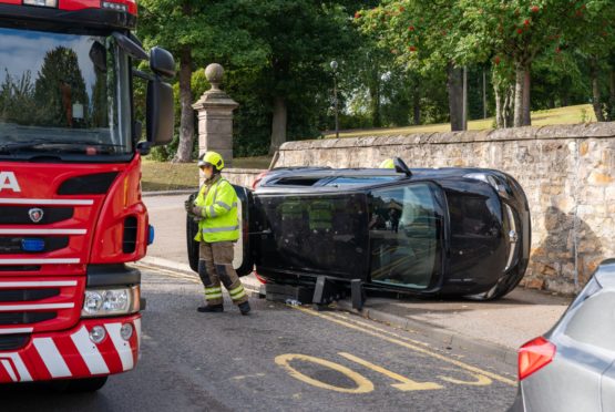 The scene of the crash involving two cars.