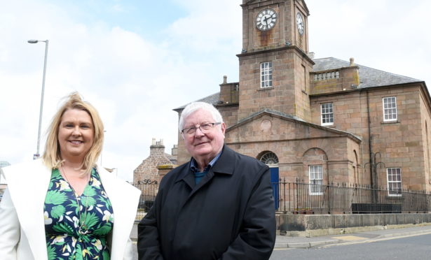 Buchan Area Committee chairman Norman Smith with Diane Beagrie, vice chairwoman at the Muckle Kirk, Peterhead.