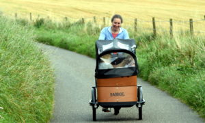 Aberdeenshire mum Angie Fraser on her eye-catching cargo bike.