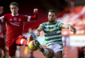 Scott Wright and Shane Duffy tussle during the Aberdeen-Celtic game last weekend.
