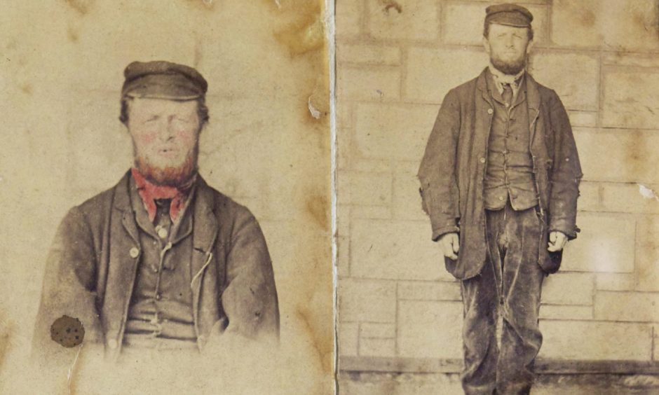 Murderer George Chalmers pictured with his ginger beard and ruddy complexion coloured-in to jog the memory of witnesses.