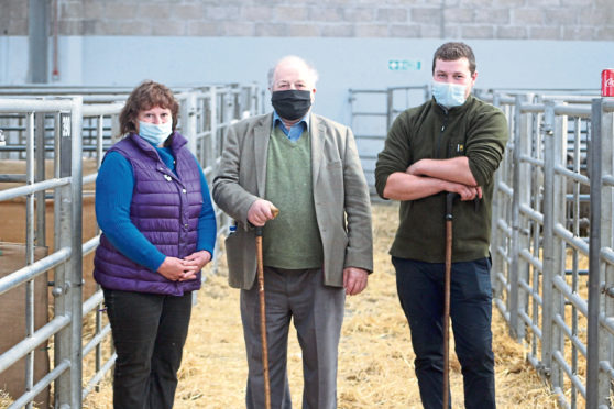 Mairi, Tom and Robert Paterson, who sold the top priced ram at the Perth Ram Society sale.