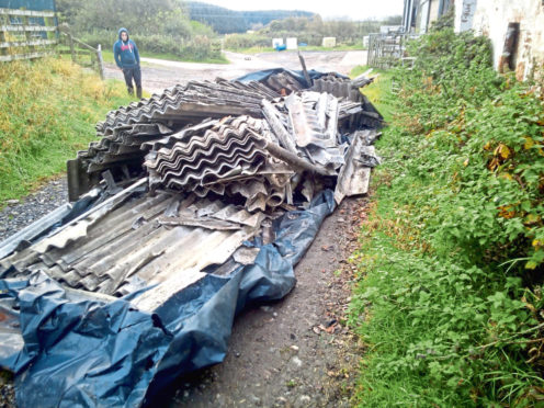 Asbestos tipped at Broats Farm steading, Annan.