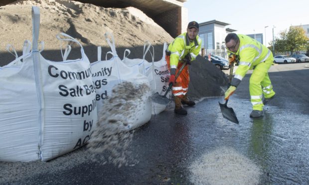 Aberdeen City Council roads operative James Thouless and compliance supervisor Stevie Milne at the roads depot in Tullos. Picture by Norman Adams.