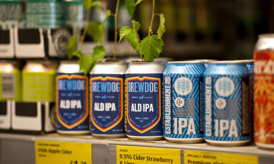 The Brewdog Aldi beer sitting on an Aldi shelf