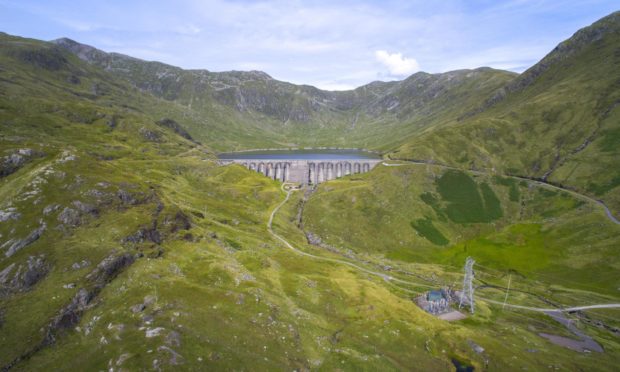 Cruachan Dam, reservoir and sub-station.