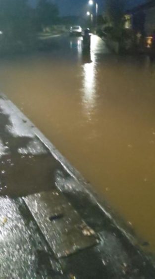 Flooding in Meiklemill in Ellon.