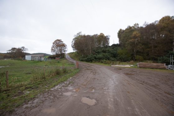 The lane leading to the properties where
the robbery 
took place, at Foxhole, Kiltarlity. 
Picture by Paul Campbell 20/10/2020