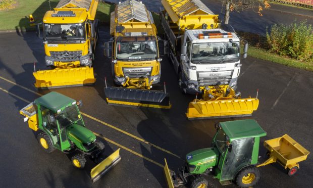 Part of the Aberdeenshire Council gritting fleet ready for action.