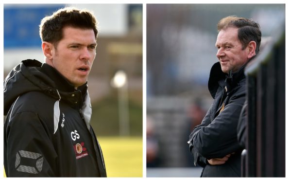 Buckie Thistle manager Graeme Stewart and his Rothes counterpart Ross Jack.