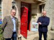 Knockomie Inn owner Gavin Ellis (left) and Stewart Marshall, of Johnstons of Elgin, at the Forres Inn with one of the prototype posters.