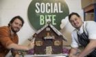 Josh Littlejohn and head chef of Social Bite Richard Leece at the launch of Social Bite's new brownie delivery service.