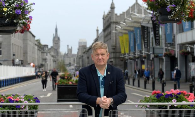 SNP group leader Alex Nicoll in the pedestrianised stretch of Union Street, Aberdeen. Picture by Kath Flannery.