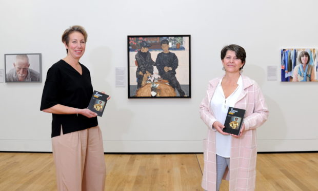 Pictured are from left, Madeline Ward (Curator at Aberdeen Art Gallery) and Aberdeen City Councillor Marie Boulton at the launch of the BP Portrait Award which will be on display in Aberdeen Art Gallery. 
Picture by DARRELL BENNS  
Pictured on 08/10/2020
CR0024348