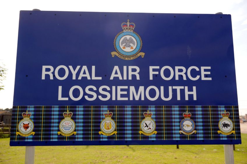 Sign at the gate of RAF Lossiemouth.