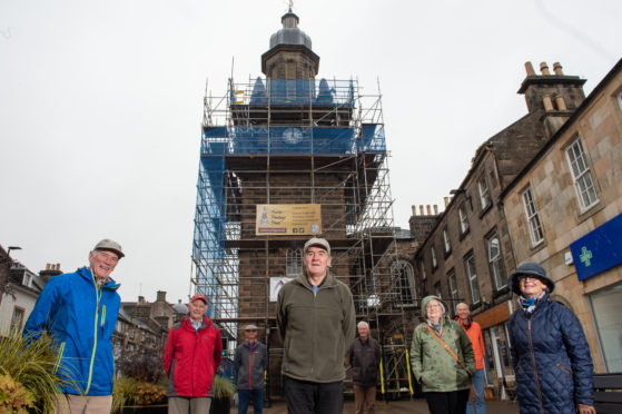 Forres Heritage Trust chairman George Alexander (centre) is pictured with 8 other trustees.
Picture by Jason Hedges.