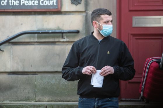 Derek Coulter leaving Elgin Sheriff Court.