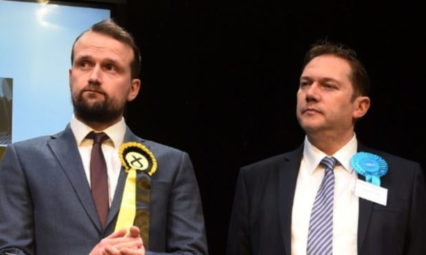 Aberdeen South MP Stephen Flynn, left, and city council co-leader Douglas Lumsden, right. Picture by Kenny Elrick.