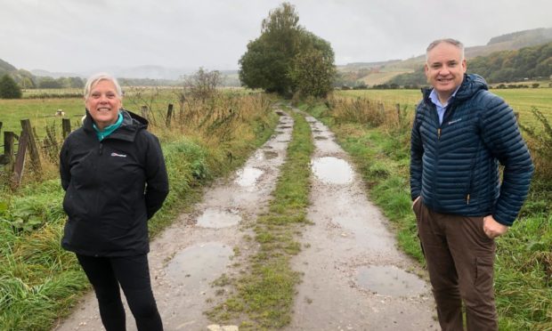 Rothes Way Association member Pat Flynn and Moray MSP Richard Lochhead.