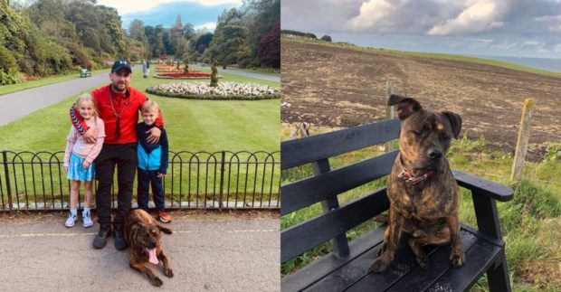 Keir Williams, son Keir, step-daughter Heidi and Rosie on a day out in Seaton Park, Aberdeen.