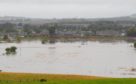 Flooding at the River Don north of Kintore during Storm Alex