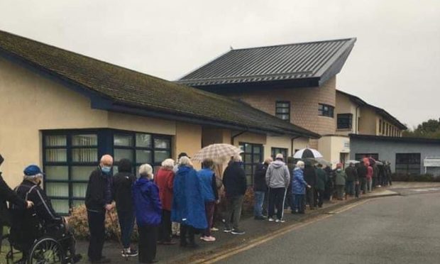 Queues outside Invergordon Hospital.