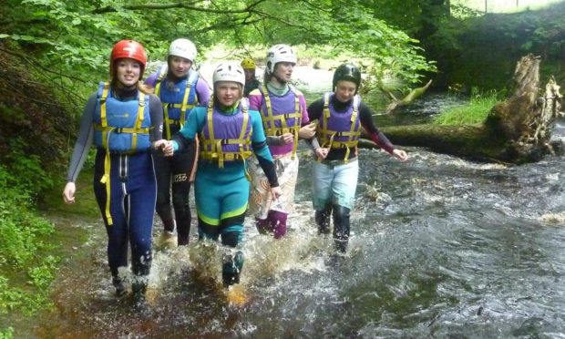 youngsters taking part in outdoor activity at Aberfoyle.