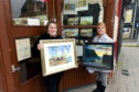 Ainsley Dyga of Broch Businesses Together and Mary Regan of Fraserburgh Arts Group at R&S Dyga's shop on Bridge Street to promote the town's upcoming art trail. 
Picture by Jim Irvine