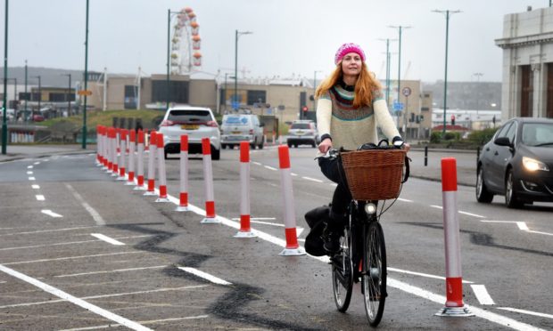 Aberdeen Cycle Forum spokeswoman Rachel Martin is disappointed the beach bike lane was given given only 54 days before being scrapped by councillors. Picture by Jim Irvine.