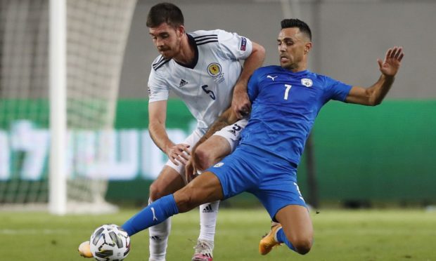 Scotland and Motherwell defender Declan Gallagher, left, in action.