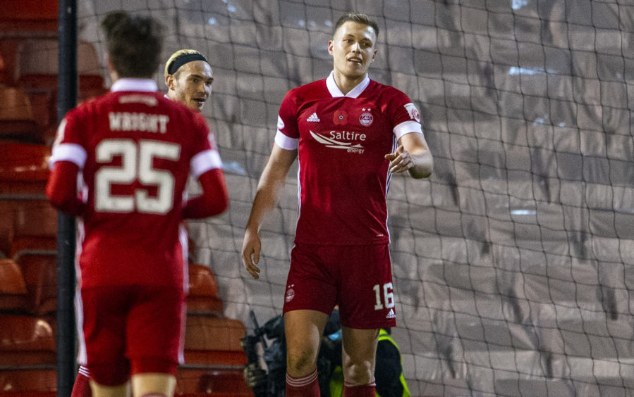 Sam Cosgrove scored his first goal at Pittodrie this year against Hibernian