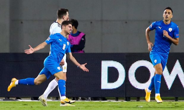 Manor Solomon celebrates the only goal of the game in Netanya.