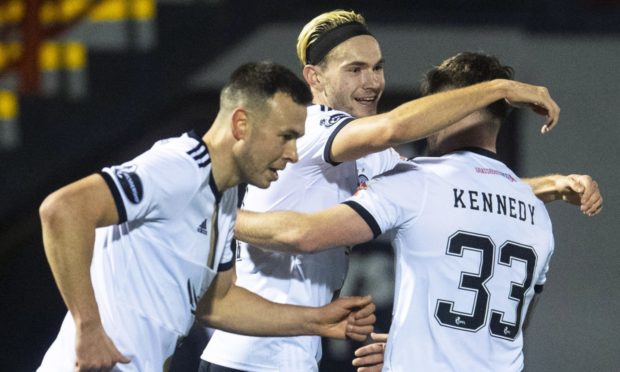 Ryan Hedges celebrates his opening goal.