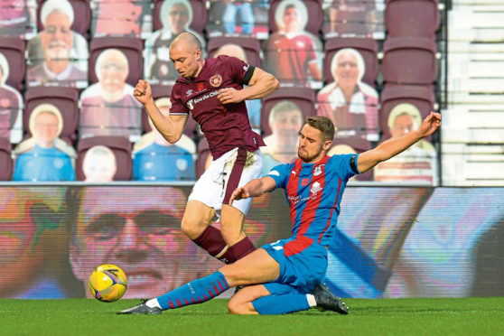 Robbie Deas in action for Caley Thistle against Hearts earlier this season.