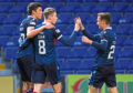 Ross County's Oli Shaw celebrates his goal against Stirling Albion with team-mates.