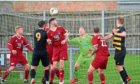 Mark Nicolson scores the opener for Brora Rangers in their win over Deveronvale.