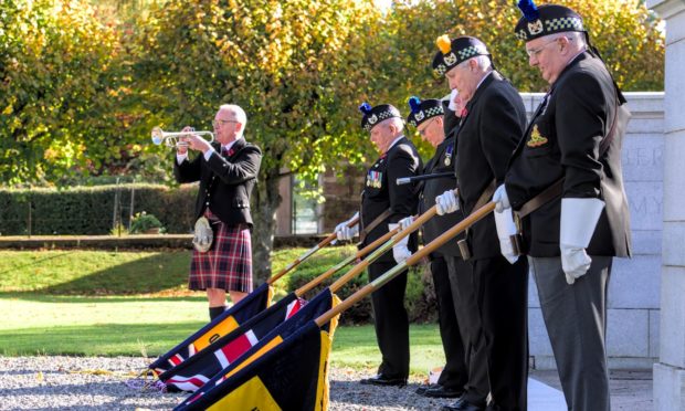 A small group of veterans gathered to hold a socially distanced Remembrance Day ceremony at Banchory War Memorial