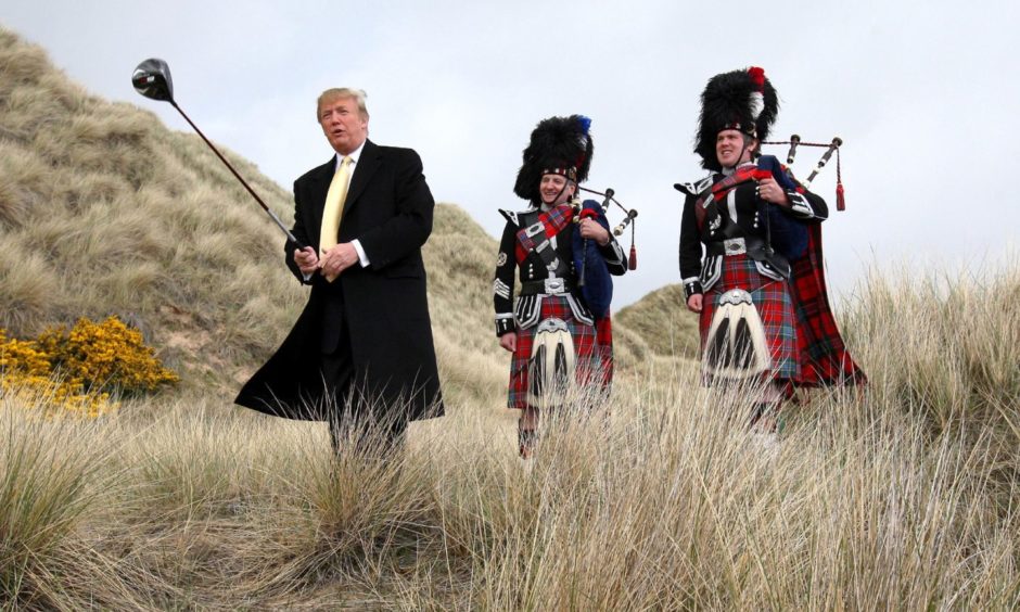 Donald Trump visiting the Menie Estate in 2010.