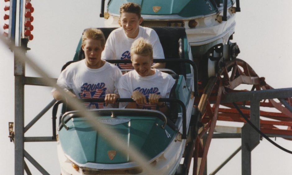 Fun on a rollercoaster in July 1994.
