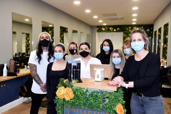 From left, Ross Hume, Stevie-Lee Brown, Alex Clark, Rebecca Booth, Abbie Salmon, Courtney Vaughan, Courtney Forbes and owner Julie Hulcup at The Collective Aberdeen